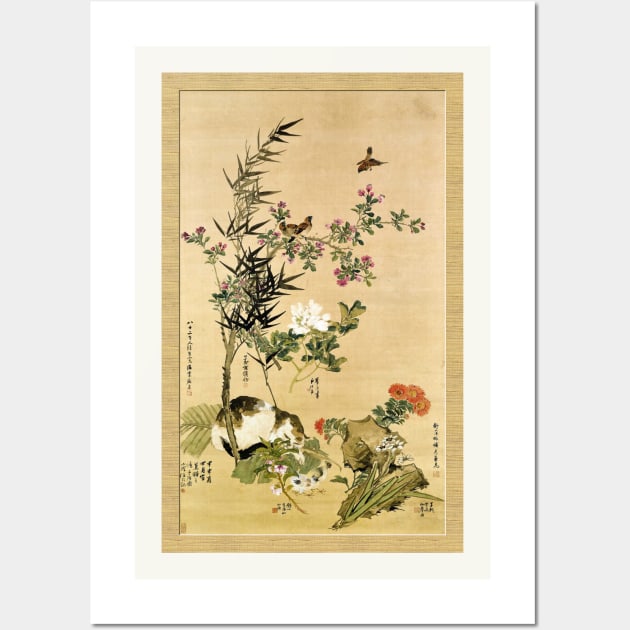 Cat, Flowers and Birds Wall Art by UndiscoveredWonders